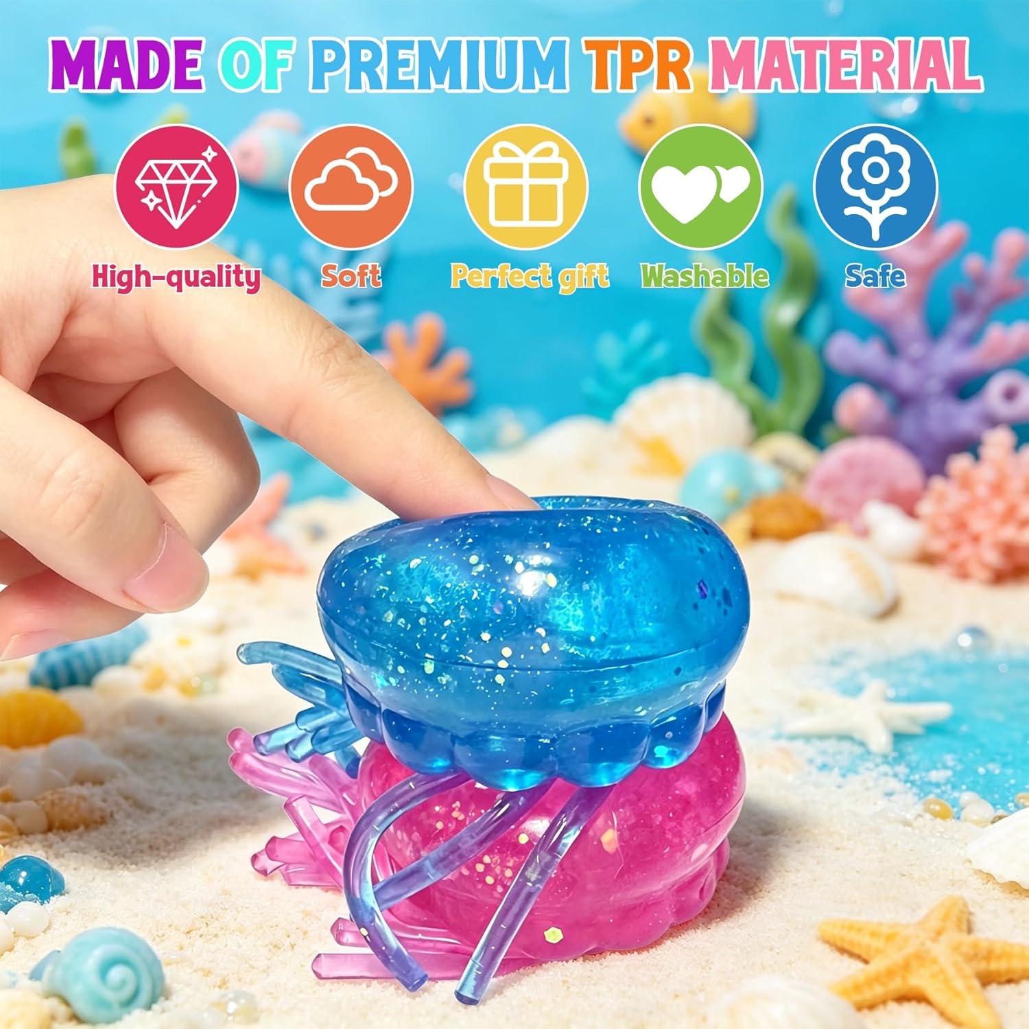 Jellyfish Squishy Squeeze Toys — Pink & Blue (2-Pack)